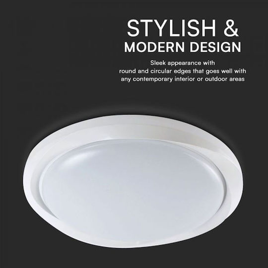 V-TAC Round Outdoor LED Panel 30W with Natural White Light