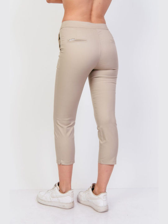 Donna Martha Damen Stoff Capri Hose Beige -129143