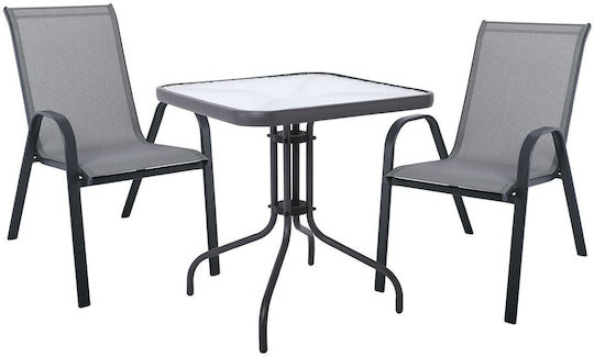 Dining Set for Small Outdoor Spaces RIO 3 Pieces Anthracite E270,53S