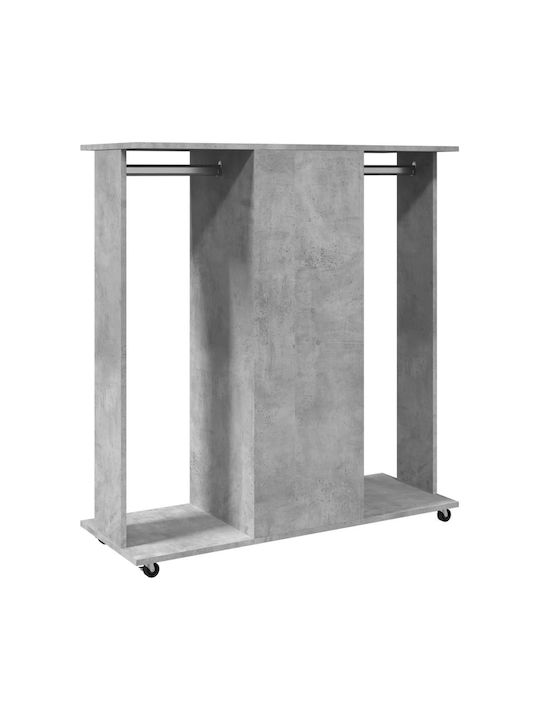 vidaXL Wheeled Floor Garment Rack made of Wood Gray 102x38x110cm