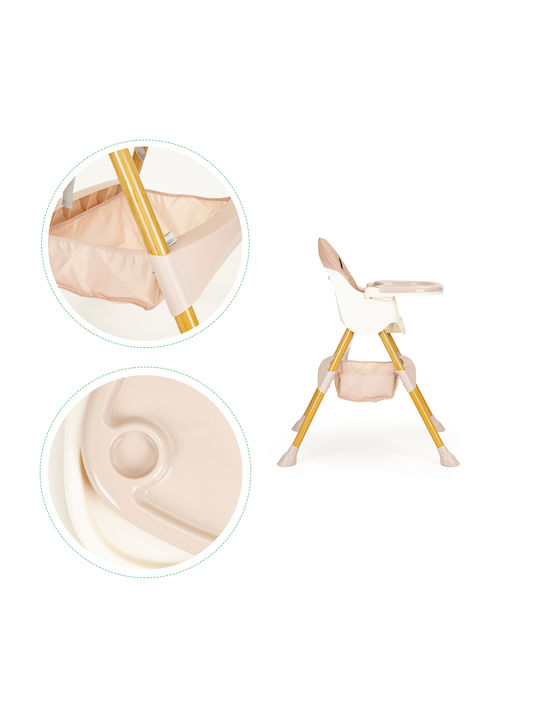 2-in-1 Ecotoys Scaun de Masă pentru Copii 2 în 1 cu Cadru din Lemn Roz