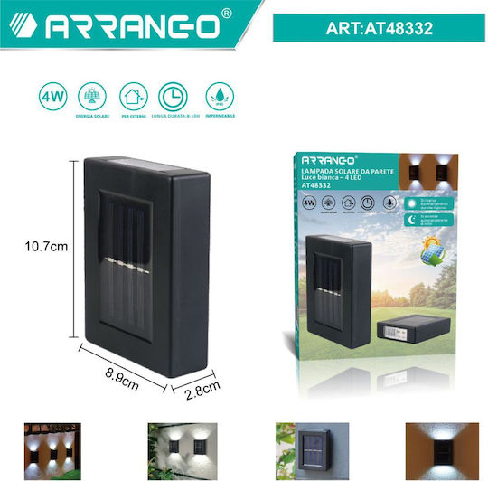 Arrango Επιτοίχιο Ηλιακό Φωτιστικό 4W Ψυχρό Λευκό με Φωτοκύτταρο 10.7x8.9εκ.