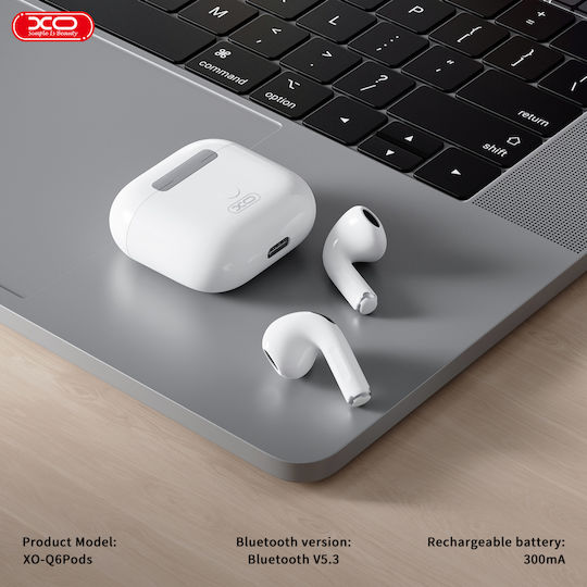 XO Q6 In-ear Bluetooth Handsfree Earphones with Charging Case White