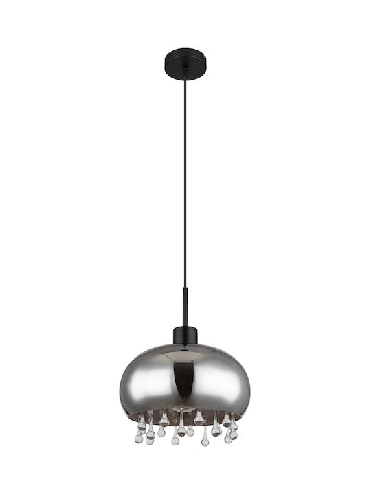 Globo Lighting Hängelampe Schwarz mit Kristallen für Fassung E27 28x120cm.