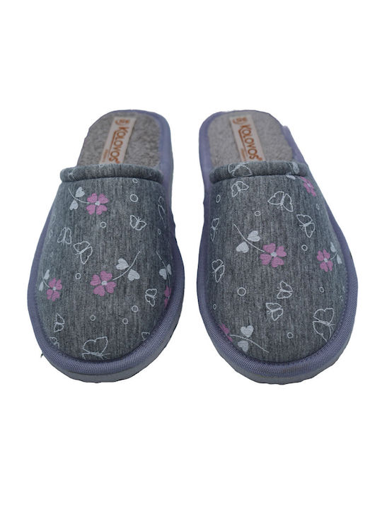 Women's Comfort Slippers Anthracite Kolovos Fabric Cotton Gray