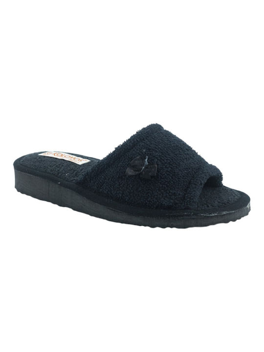 Kolovos Open Black Towel Slippers