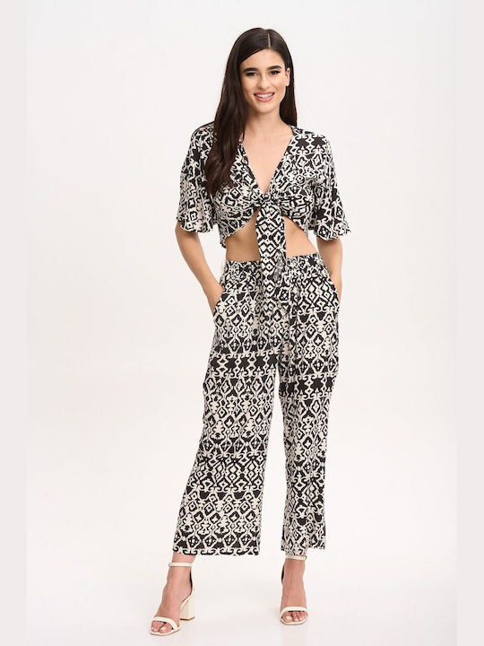 Ecstasy Women's Printed Black Set with Trousers