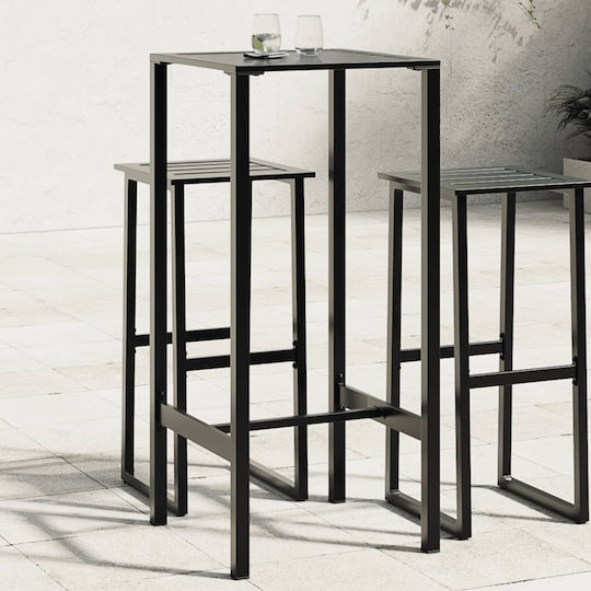 Square Table Bar Metallic Black Velvet-Black Metal 50x50x110cm