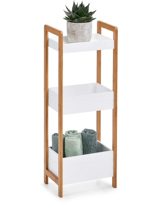 Zeller Επιτοίχια Ραφιέρα Μπάνιου Bamboo 28x20x28cm Λευκή
