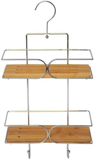 Atmosphera Montat pe perete Raft Baie Bambus cu 2 Rafturi 25x11x50cm Argintie
