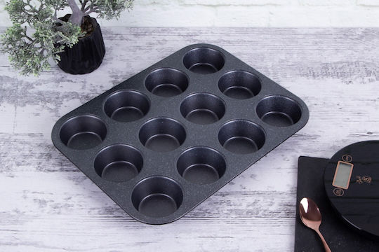 Berlinger Haus Black Silver Collection Форма за сладкарство за къпкейкове/мъфини от алуминий 12 места 35x26.5бр 1бр