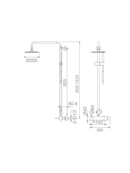 Imex Milos Reglabilă Coloană de duș cu Baterie 95-132 cm Albă