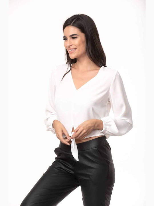 Dress Up Women's Blouse with V Neckline Black