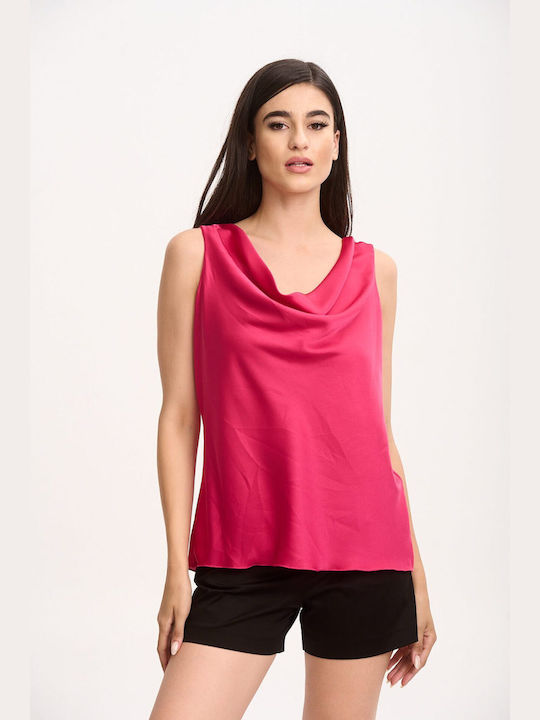 Dress Up Damen Bluse Satin Fuchsia