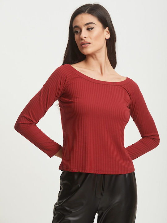 Γυναικεία Μπλούζα Off-Shoulder Μπορντό