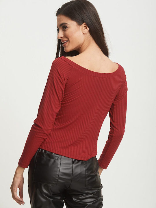 Γυναικεία Μπλούζα Off-Shoulder Μπορντό