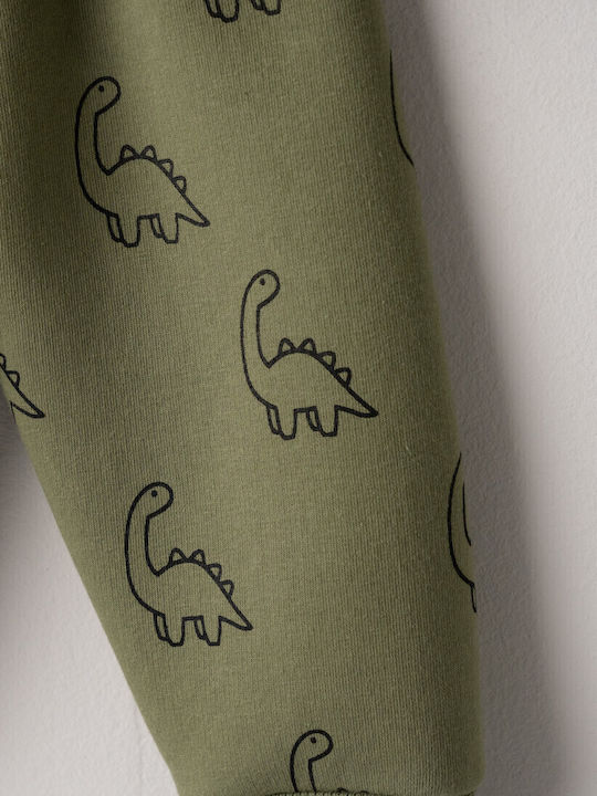 Kids Sweatpants Set Khaki 2pcs Dino Sauts