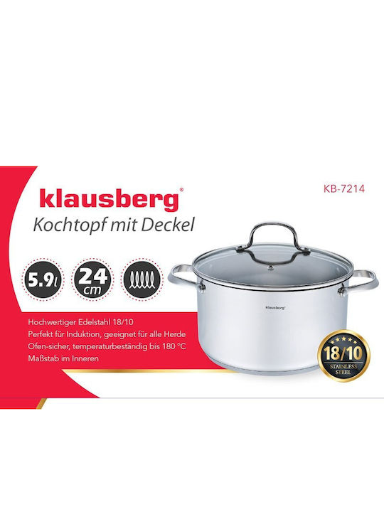 Klausberg Дълбока Неръждаема Тенджера 5.9лт / 24см