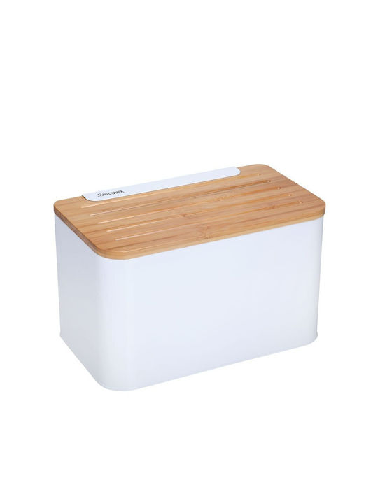 KING Hoff Bread Box Wooden White 35x20.4x21.5cm