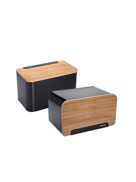 KING Hoff Bread Box Wooden Black 35x20.4x21.5cm