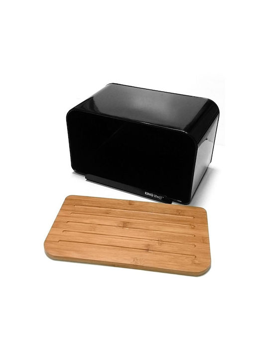 KING Hoff Bread Box Wooden Black 35x20.4x21.5cm