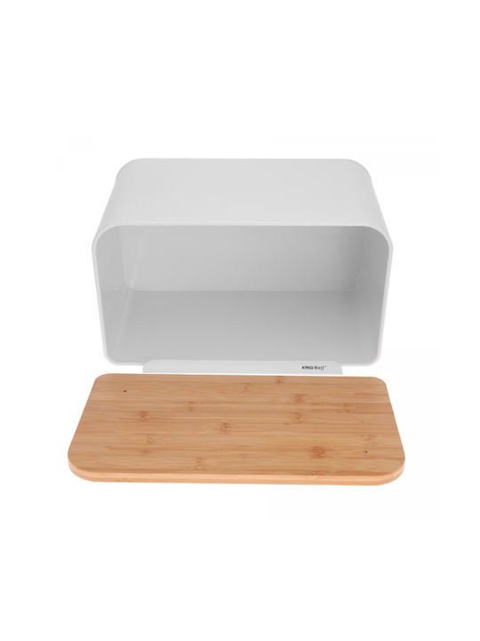 KING Hoff Bread Box Wooden White 35x20.4x21.5cm