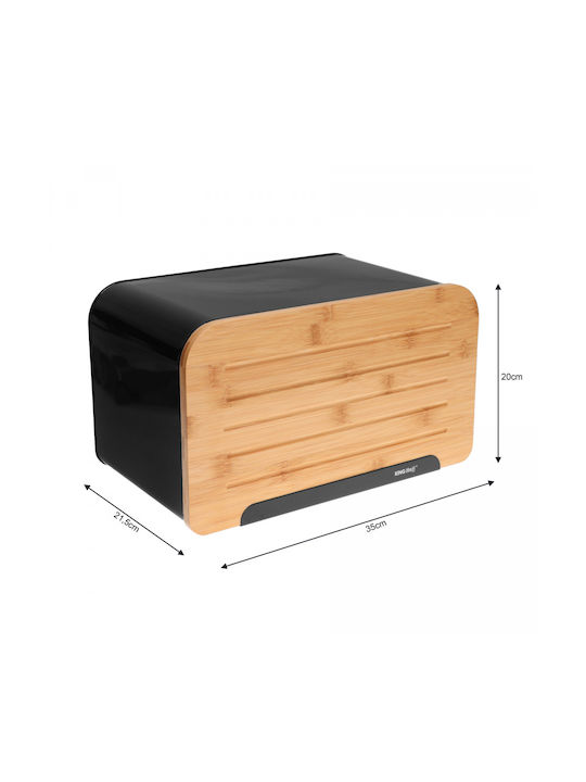 KING Hoff Bread Box Wooden Black 35x20.4x21.5cm