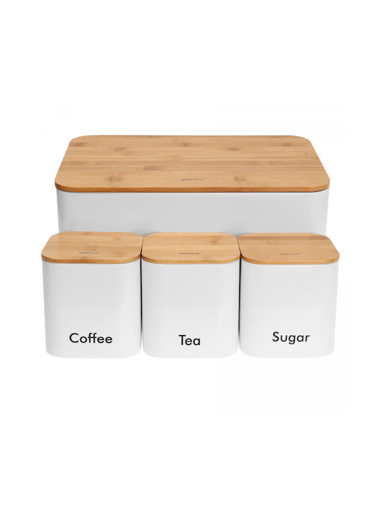 KING Hoff Bread Box with Lid made of Bamboo White