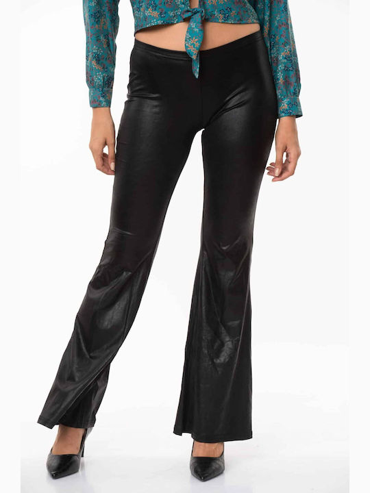 Dress Up Women's Leather Trousers Flare Black