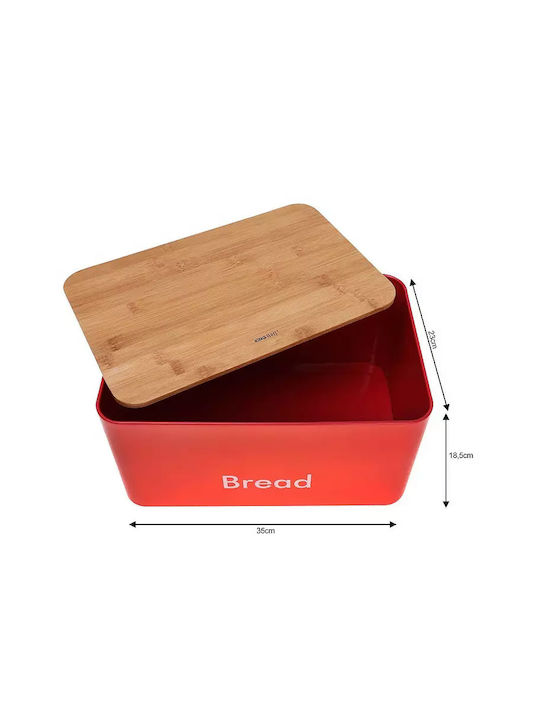 KING Hoff Bread Box with Lid made of Bamboo Red