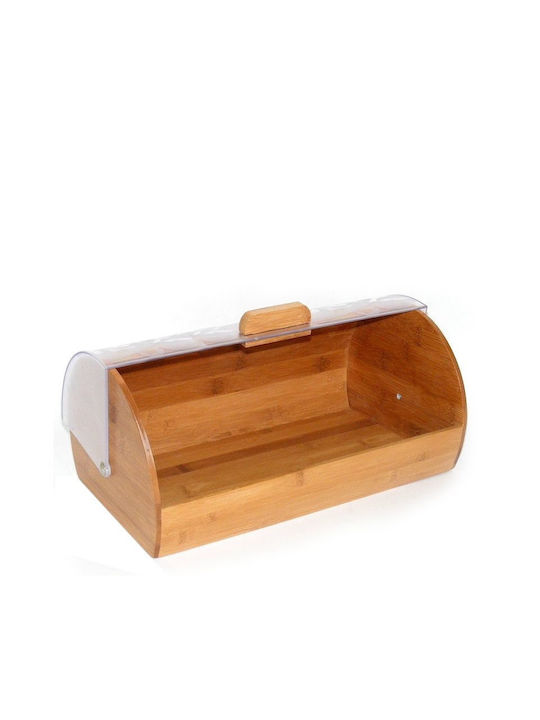 KING Hoff Ψωμιέρα με Καπάκι Ξύλινη Καφέ 36x21x17cm