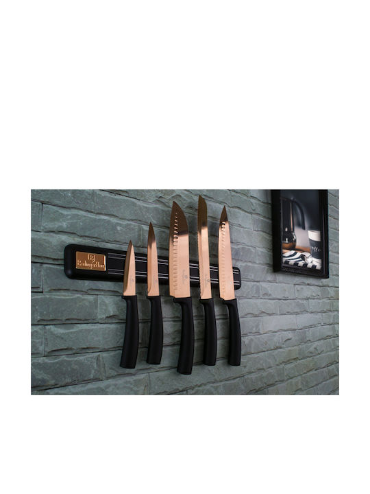 Berlinger Haus Metallic Line Knife Set With Stand of Stainless Steel Rose Gold Collection BH-2614 5pcs