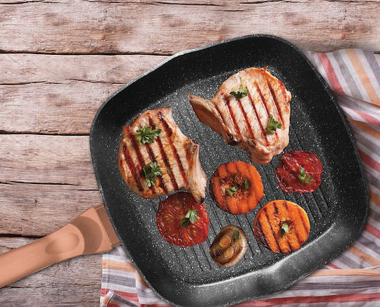Berlinger Haus Metallic Line Grill made of Aluminum with Stone Coating Rose Gold Noir Collection 28cm