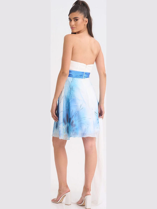 Summer Mini Dress for Wedding - Christening Strapless White