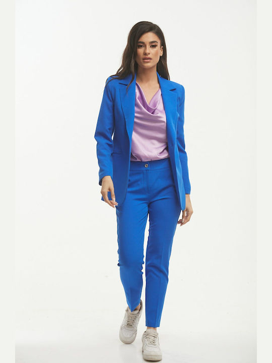 Kannelis Femei blue royal Set cu Pantaloni cu Croială Normală