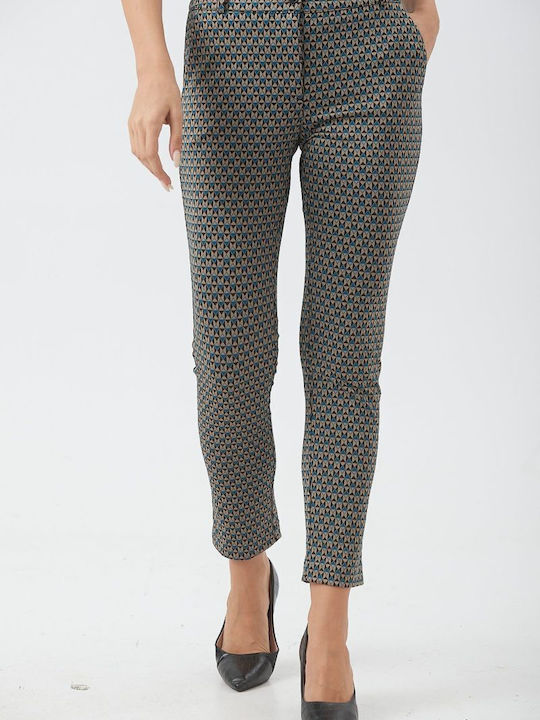 Kannelis Women's Fabric Trousers Printed Black