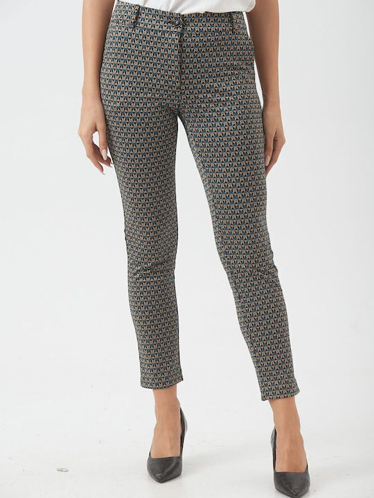 Damen Stoff Hose Printed Black