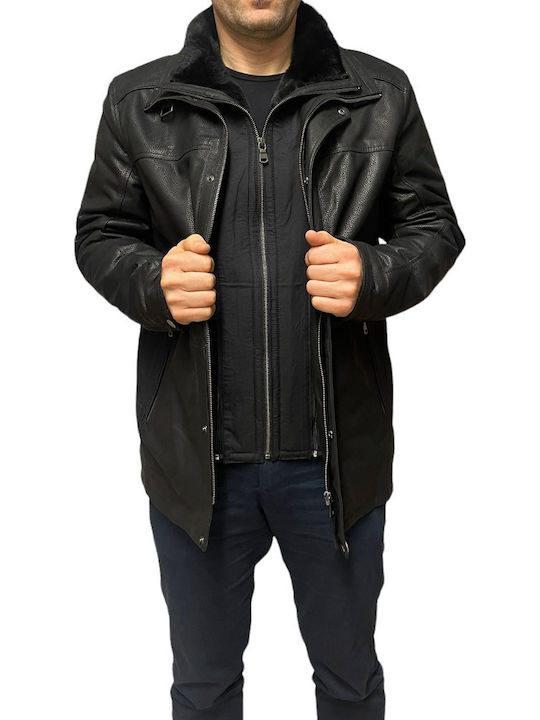 Leather Winter Jacket Black