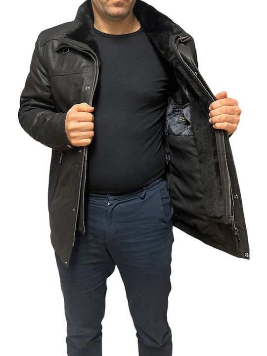 Leather Winter Jacket Black