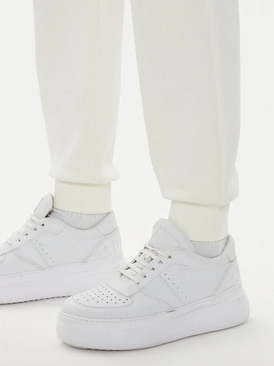 Damen Jogginghosen mit Jogger Hohe Taille Weiß