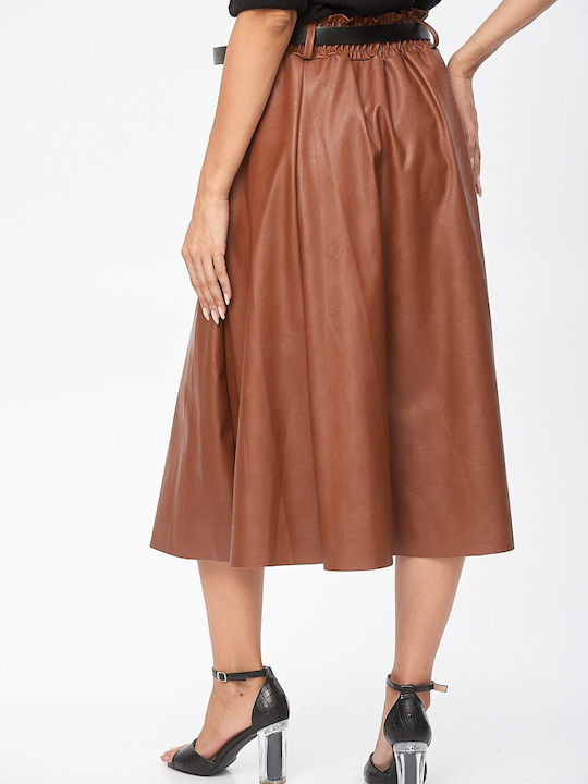 Boutique Leather Skirt Coffee