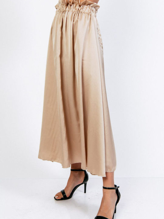 Boutique Satin Skirt Beige