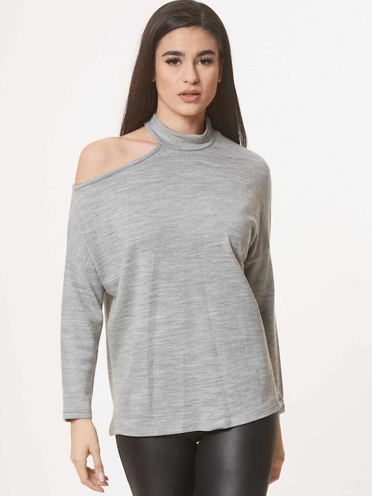 Boutique Women's Blouse with One Shoulder grey