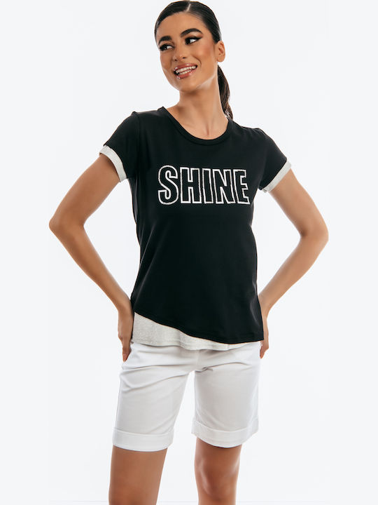 Damen Bluse Kurzärmelig Blue Roulette