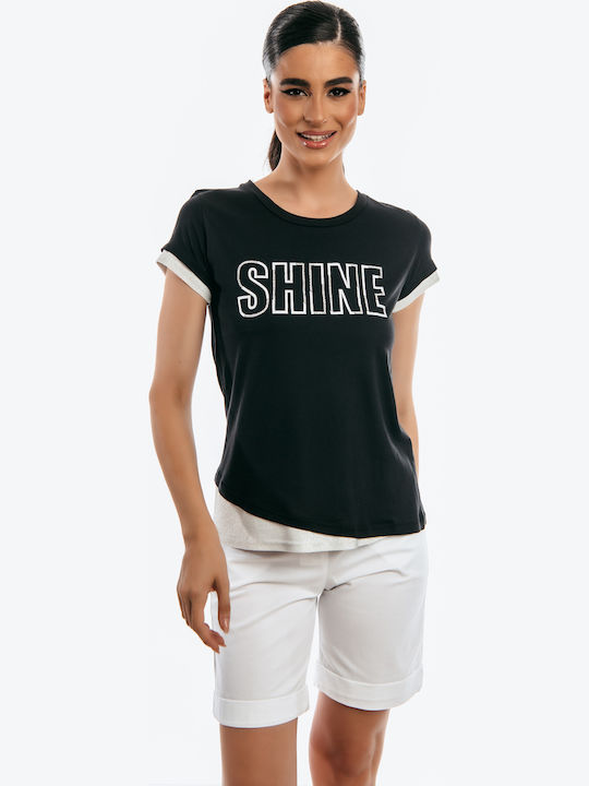 Damen Bluse Kurzärmelig Blue Roulette