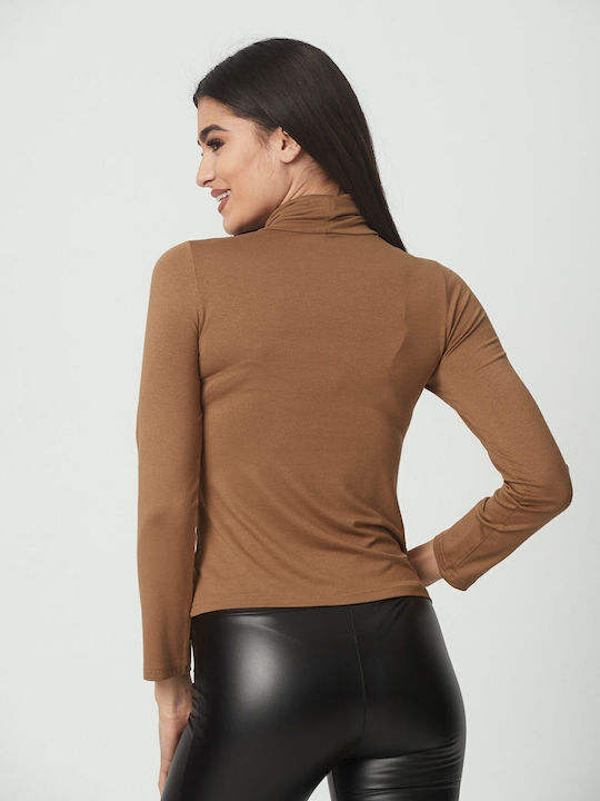 Women's Blouse Turtleneck Beige