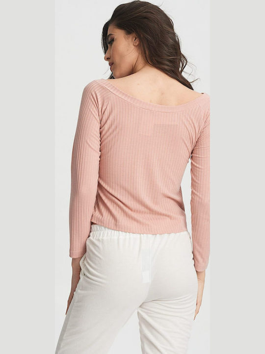 Γυναικεία Μπλούζα Off-Shoulder Ροζ