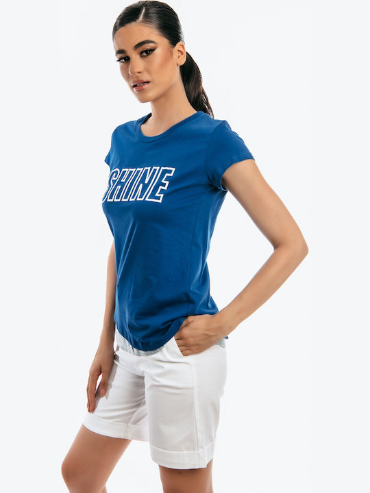 Damen Bluse Kurzärmelig Blue Roulette