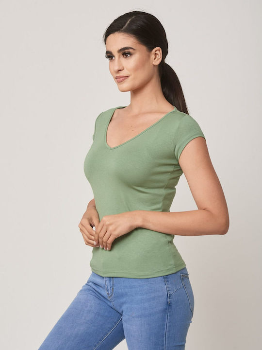 Women's Blouse with V Neckline Mint