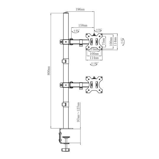 Maclean Energy MC-967 Βάση Γραφείου για 2 Οθόνες έως 27"